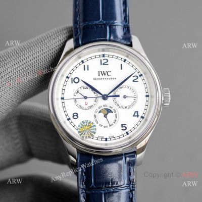 Swiss Copy IWC Portugieser Perpetual Calendar Watch Blue Leather Strap